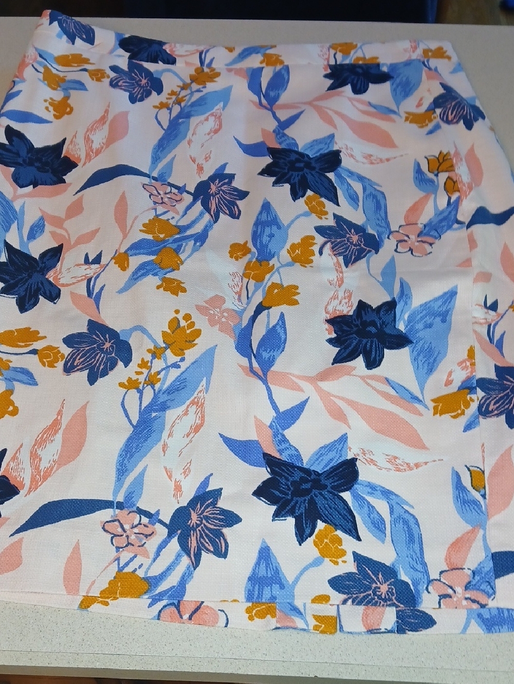 J. Crew Floral Pencil Skirt in Navy, Light Blue, Pink & Mustard